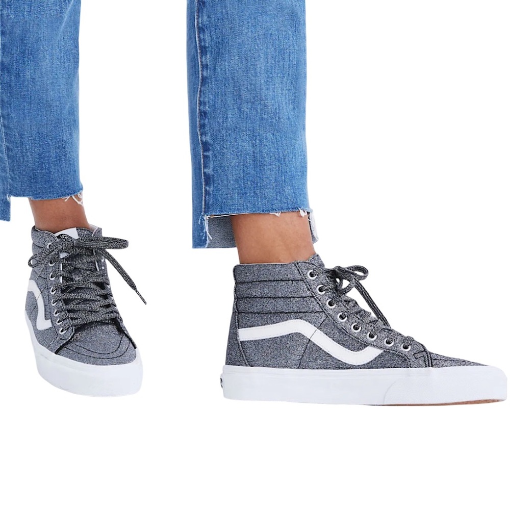 Vans SK8-Hi Reissue Sneakers “Glitter-Black”
Lurex SZ 7.5 Women’s SZ 6 Men’s